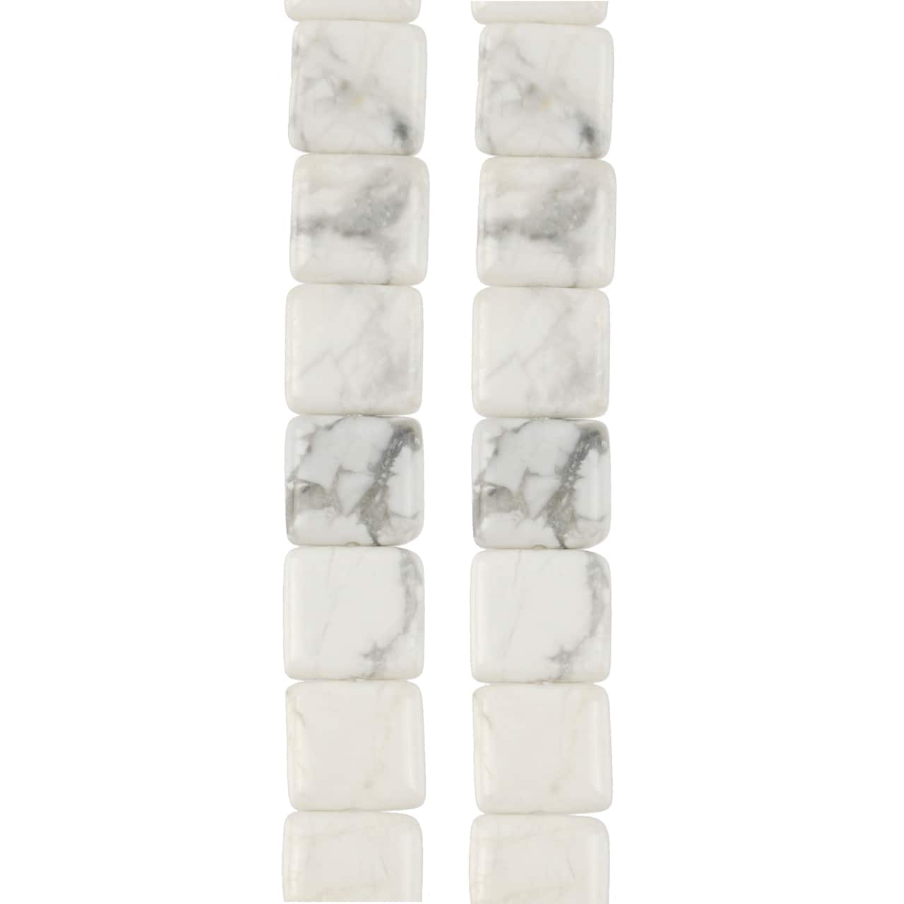 6 Pack: White Howlite Flat Square Beads, 10mm by Bead Landing™